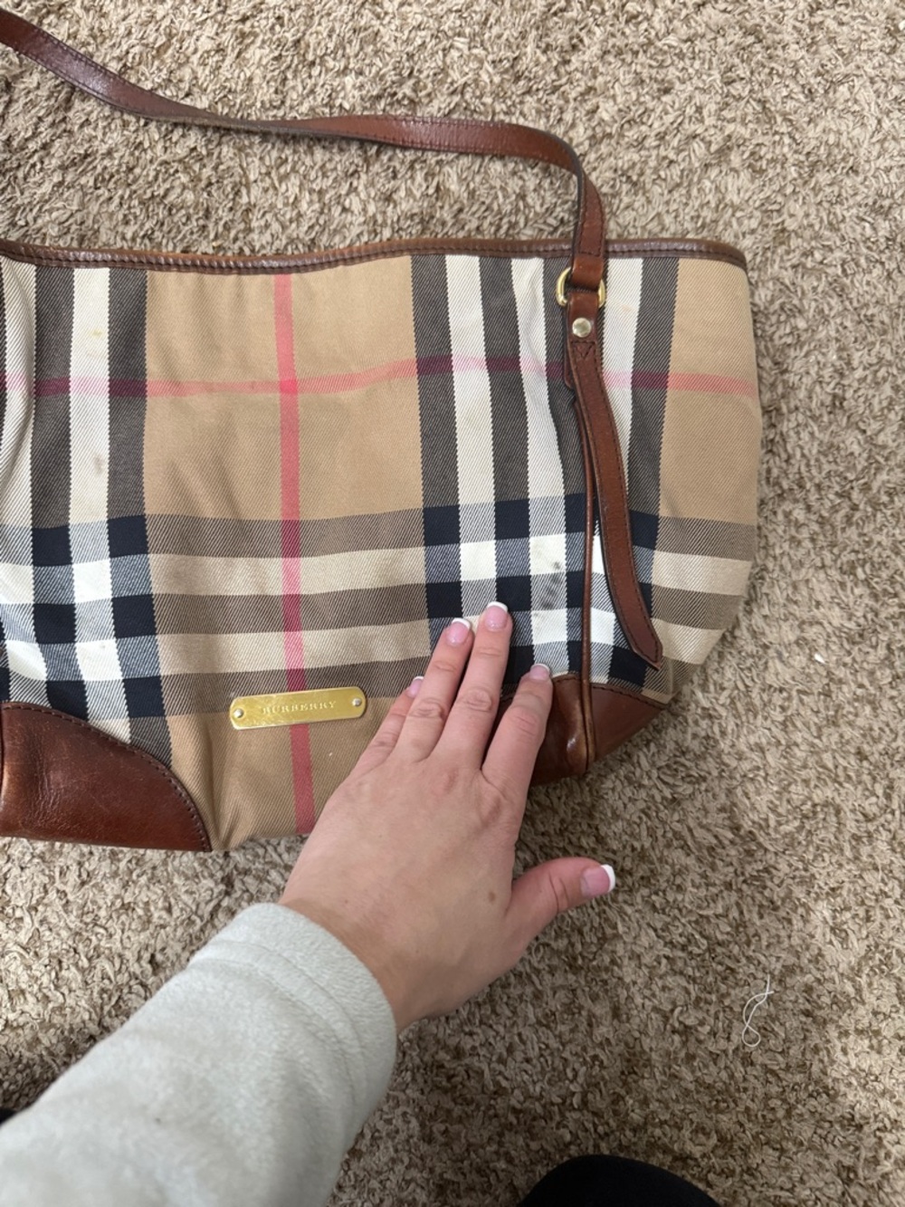 Burberry Check Shoulder Bag - Tan, Brown & Black - Picture 3 of 10